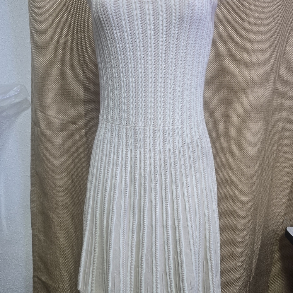 Lands' End Cream Textured Midi Dress - Picture 10 of 15